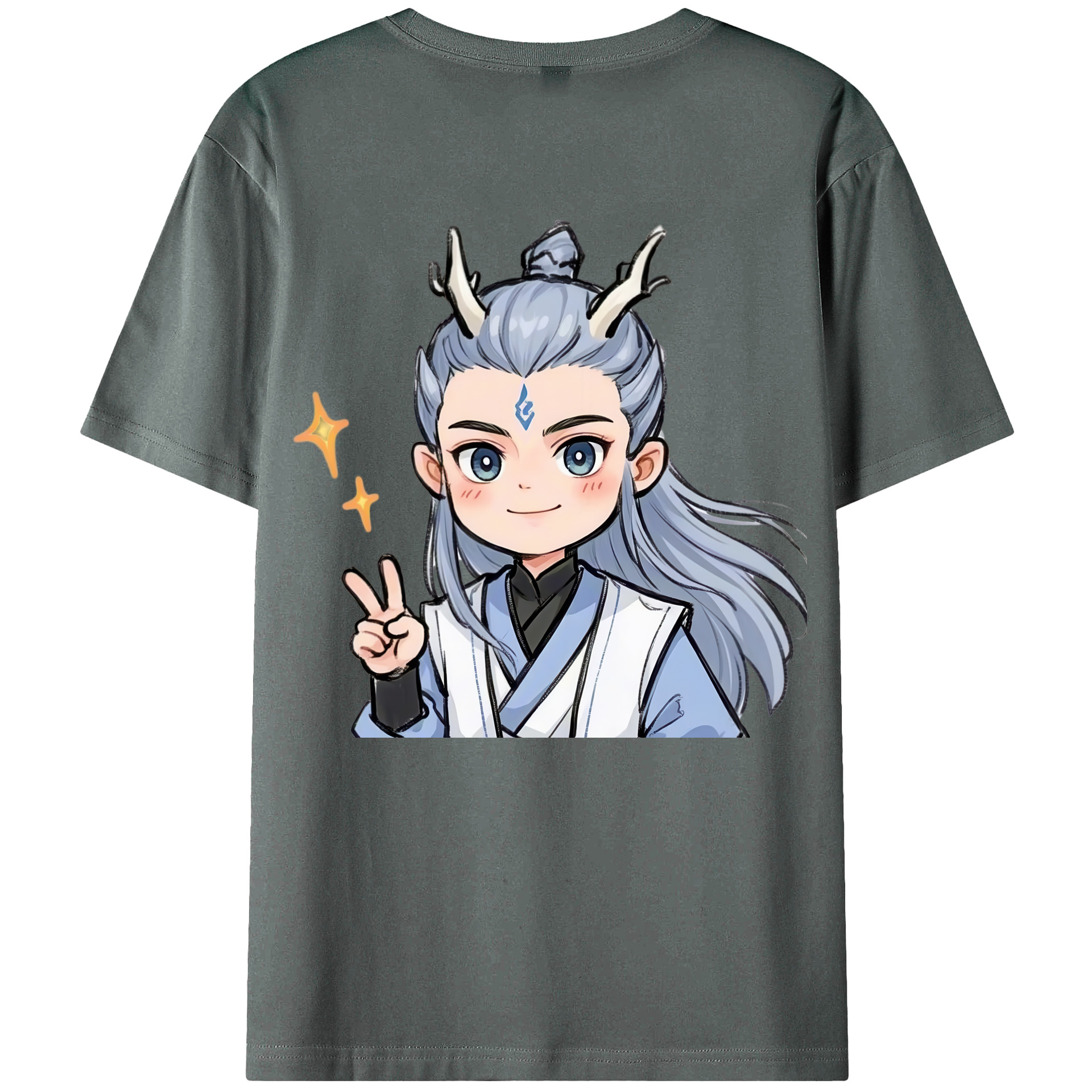 （画像用） Ne Zha 2 ナタ 魔童の大暴れ 綿100％半袖Tシャツ（背面プリント）